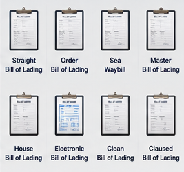 Different types of Bill of Lading documents used in international transport and shipping
